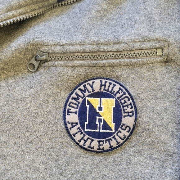 Vintage Tommy Hilfiger Athletics 1/4 Zip Pullover Fleece Spell Out Large #6149 - Picture 3 of 10